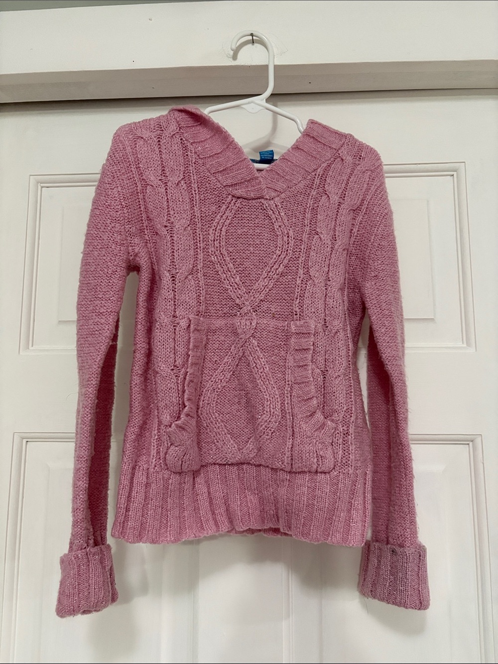 The Children's Place Pink Cable Knit Hooded Sweater